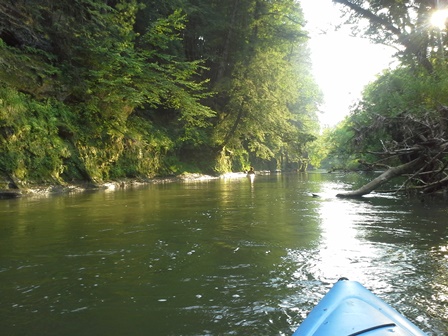 A view down the Kickapoo River from a Kayak