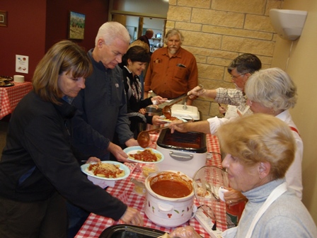 Friends of teh KVR serve pasta during the Past Supper held the night before the Dam Challenge 