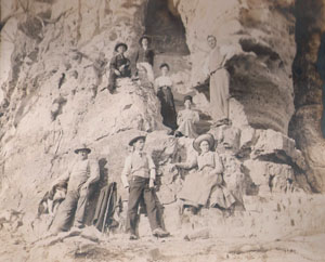 Family photo at Black Hawk Rock, late 1800's