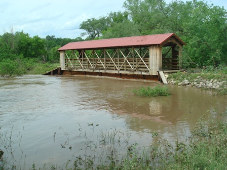 Flood waters at the base of Bridge 18, June 2008